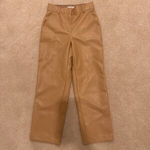 Babaton by Aritzia, Tan and brown faux leather trousers, worn once